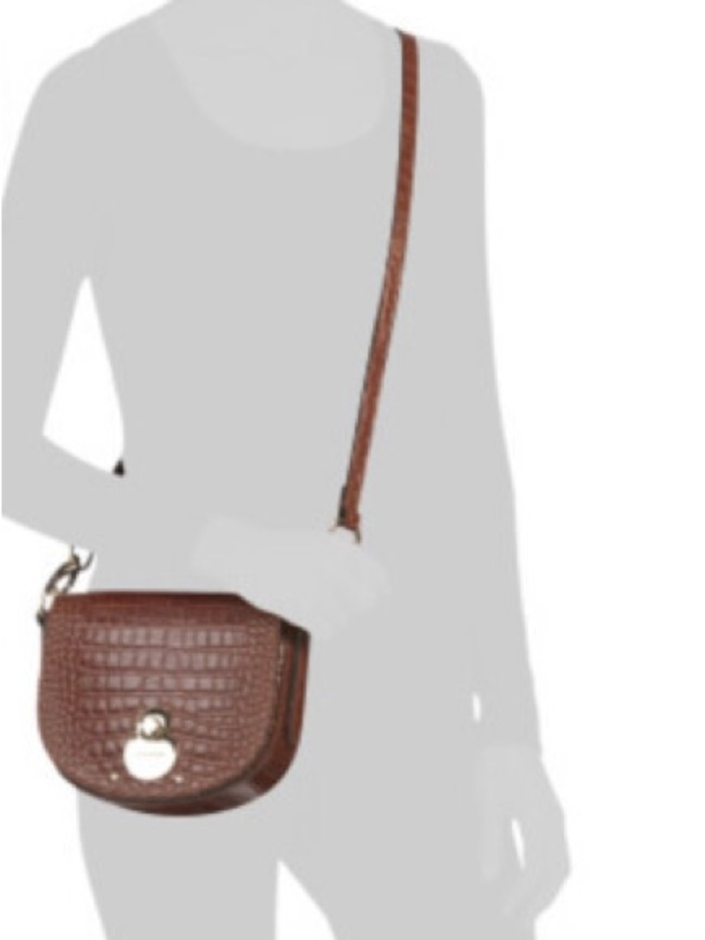 Longchamp Cavalcade Croc Leather Flap Crossbody Cognac  $600 AUTHENTIC - Picture 2 of 8